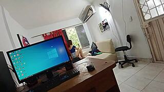 Big ass Colombian step-sis masturbates my big cock