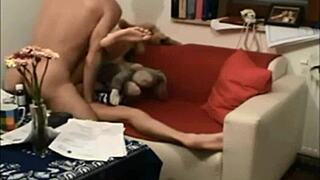 sexy teen, uh, gets sprayed with jizz after bangin'