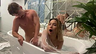 Asian beauty moans while getting her ass fucked in public