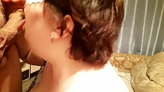 this hot amateur bbw casually gives her lover an excellent blowjob at home