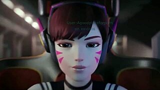 D.Va embarks on a space adventure. What secrets does this 3some mission hold with monster cocks?