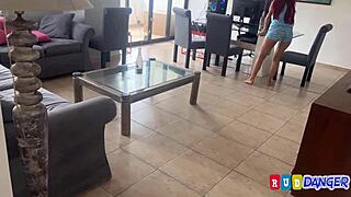 Sexy college girl with big ass cleans house, then gets anal creampie