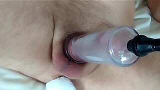 Tail plug in my ass while I stroke my hard shaft close up