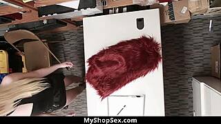 Beautiful rich girl steals from the shop and gets fucked by her colleagues at work