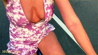 Yo, my wife rides her bike in public with cleavage flashing for a wild dare!