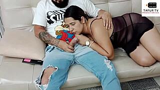 i massage my stepmother too far, fucking her mouth and filling it with milk