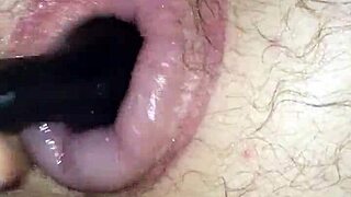 Fucking my horny puffy man pussy with a toy in homemade anal scene