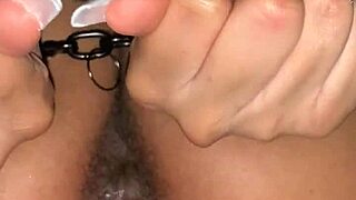gaping her slut pussy with dildo and toys in bondage masturbation
