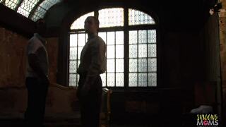 Two stunning ghosts ride and suck in a wild 4some with double penetration.