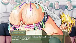 Hentai game with bound and gagged women and blowbang action