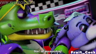 Intriguing FNAF-themed gay cock play with fruit elements.