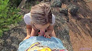 Hiking with a MILF and getting a mouthful of cum