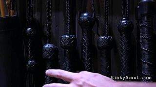 Bound babe gets anal fucked with dildo in hardcore scene