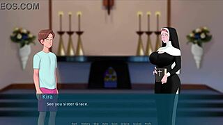 3D yoga class with a horny priest and a MILF