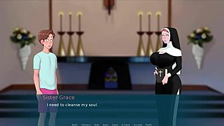 3D yoga class with a horny priest and a MILF