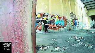 Public Wall Becomes Perfect Spot for Hard Fucking