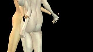 Check out this animated 3D video of two cute lesbian girls