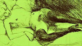 vintage drawings come to life with retro hentai vibes in this wild comic tale.