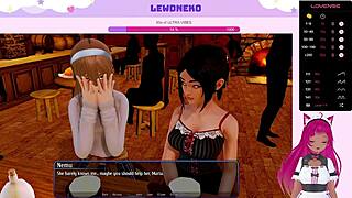 lewdneko plays harem hotel, moaning with big tits 😍