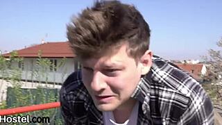 Greedy hostel amateurs spoil me in a threesome blowjob.