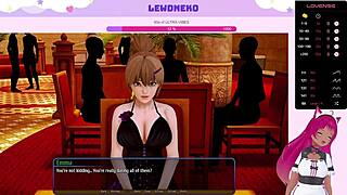 lewdneko plays harem hotel, moaning with big tits 😍