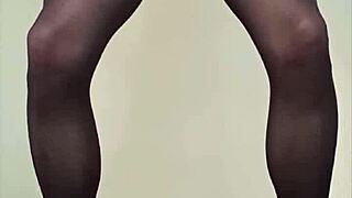 Shemale cocks cumming in pantyhose and leggings