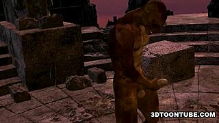 hey, check out this 3d cartoon zombie babe getting double teamed outdoors!