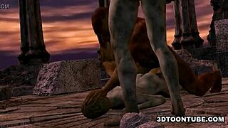 hey, check out this 3d cartoon zombie babe getting double teamed outdoors!