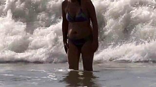 wife’s first cuckold experience on beach with boss handjobs and cumshots