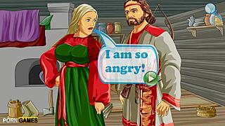 the greedy wife in the cartoon discovers she needs a monster cock