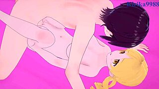 Mami Tomoe and Ashley Taylor having intense sex in this hentai.