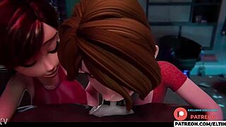 Aunt Cass and Elastigirl share a double BJ treat