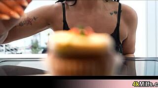 My curvy Italian wife with big tits despises the modern kitchen design.