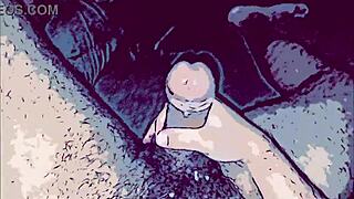 feeling the intense pleasure as he fucks the passive slut's mouth