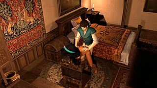 flynn fucks jasmine in standing sex aladdin and tangled parody with tits anal assfucking