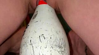 Milf Inserts Bowling Pin For Extreme Squirting