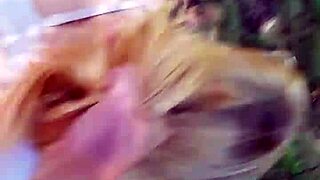 blonde with ponytail gets fucked outdoors doggystyle