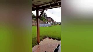 My Neighbor Recorded Me Naked at My Farm, So I Fucked Her Pussy Hard Inside and Filled Her with Jizz