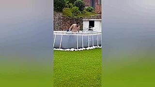 My Neighbor Recorded Me Naked at My Farm, So I Fucked Her Pussy Hard Inside and Filled Her with Jizz