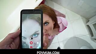povmum - redhead milf stepmom sophia locke films a steamy blowjob for fans