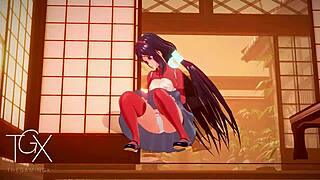 Anime Hentai Game: Mita Has Sex in Various Positions and Blowjob