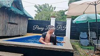 My hot wife squirts while we have sex in the public swimming pool