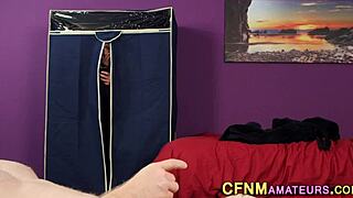 CLOTHED AMATEUR GETS SPERMED With HANDJOB And FACIAL!