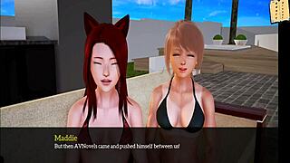 Redhead girl with small tits in an adult visual novel