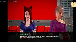 Redhead girl with small tits in an adult visual novel