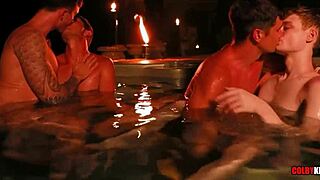 Hot tub fuckfest with Finn, Ethan, Colby, and Mickey?