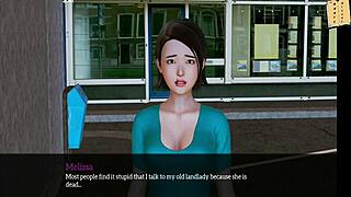 Redhead girl with small tits in an adult visual novel