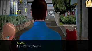 Redhead girl with small tits in an adult visual novel