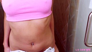 gorgeous blonde model showers in 4k