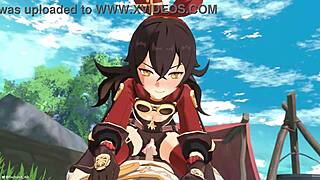 outride her - genshin impact amber x aether animation